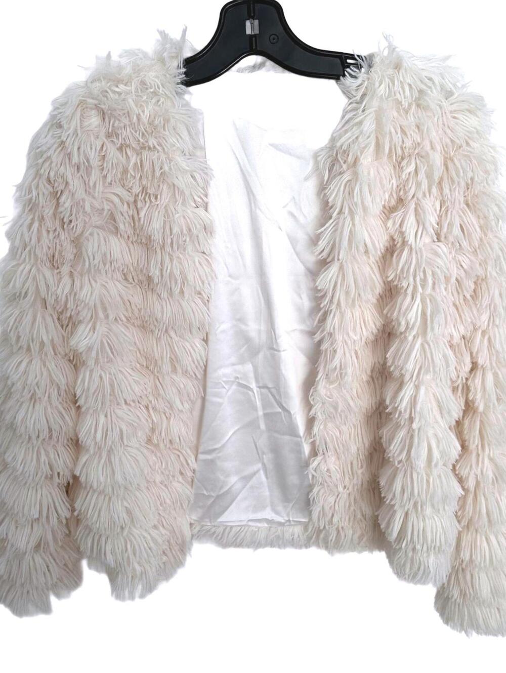 NWT Cupshe Women's Cream Vey soft Faux Fur Open Front Cardigan - Size Small